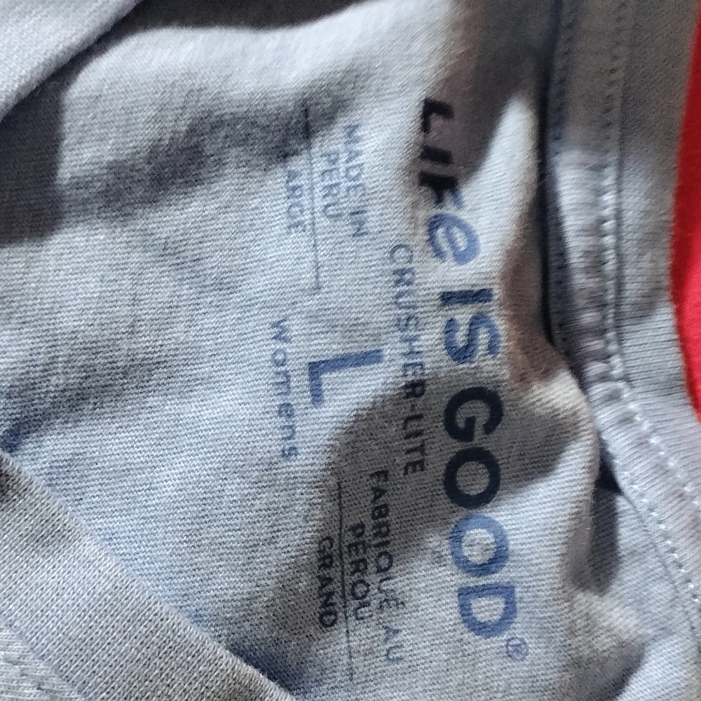 Life Is Good Coral and Light Blue Heart Graphic Ladies Tees - Picture 4 of 4